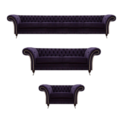 Luxury Sofa Set Purple Design Chesterfield Upholstered Furniture Living Room