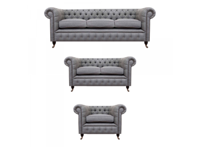 Chesterfield Sofa Set Upholstery Fabric Textile Couch Sofa Suite 3-piece New