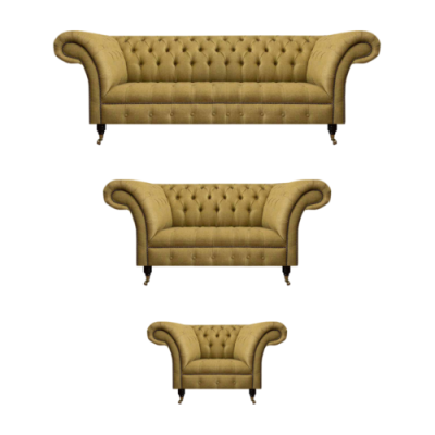 Living room Yellow Sofa Set 3-piece Luxury Sofas Set Upholstered Seat New Chesterfield