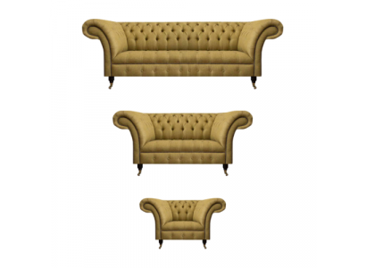 Living room Yellow Sofa Set 3-piece Luxury Sofas Set Upholstered Seat New Chesterfield