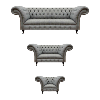 Chesterfield Sofa Set 3-piece Upholstered Furniture Living Room Luxury Seating Arrangement