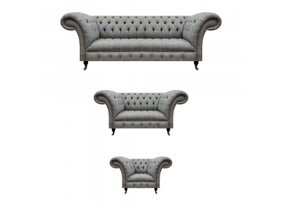 Chesterfield Sofa Set 3-piece Upholstered Furniture Living Room Luxury Seating Arrangement