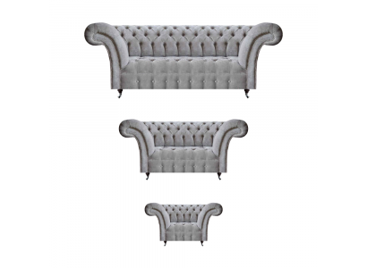 Set of 3 luxury three-seater with two-seater sofas, textile armchair new Chesterfield