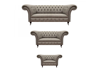 Gray Two-Seater Sofa Set 3-Piece Three-Seater Sofa Designer Armchair Chesterfield