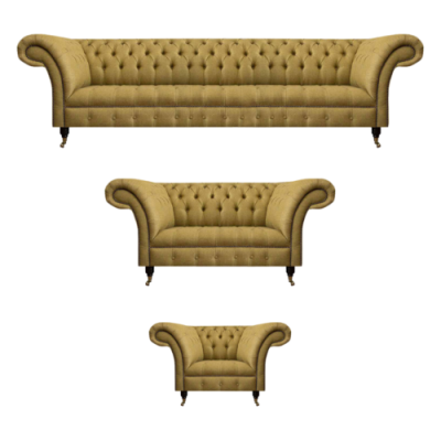Complete sofa set 3-piece living room Chesterfield sofas couch textile armchair