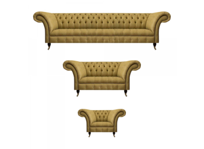 Complete sofa set 3-piece living room Chesterfield sofas couch textile armchair