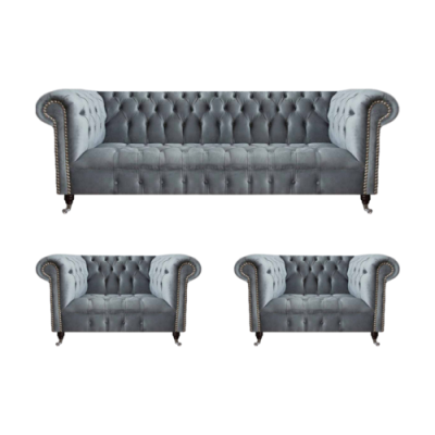 Complete Set Sofa Suite Chesterfield 2x Armchair Luxury Three-Seater Sofa New