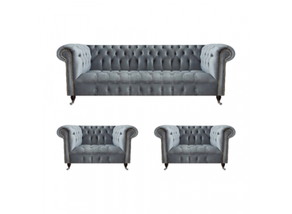 Complete Set Sofa Suite Chesterfield 2x Armchair Luxury Three-Seater Sofa New