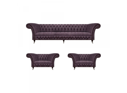 Chesterfield Design Luxury Upholstered Sofa Couch Seating Set Upholstery Fabric Textile