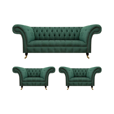 Complete set 3-piece living room 2x armchair with three-seater sofa Chesterfield couch