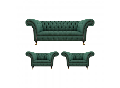 Complete set 3-piece living room 2x armchair with three-seater sofa Chesterfield couch