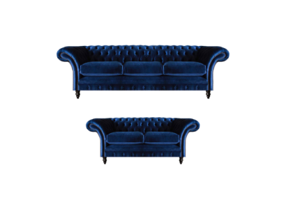 Living room 2-piece three-seater sofa blue two-seater sofas furnishing Chesterfield