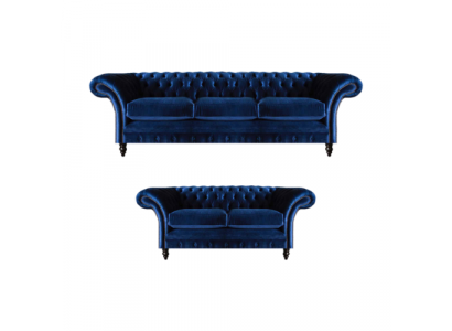 Living room 2-piece three-seater sofa blue two-seater sofas furnishing Chesterfield