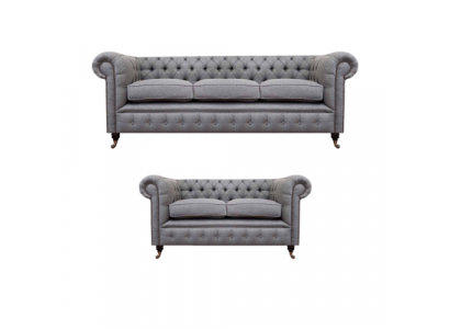 Chesterfield Design Luxury Upholstered Sofa Couch Seat Ensemble Textile Sofa Set