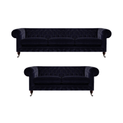 Upholstered furniture three-seater sofa living room decor blue armchair Chesterfield