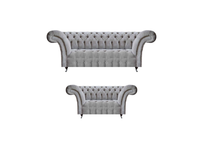 Luxury Sofa Set Three-Seater with Two-Seater Grey Sofas Couch Chesterfield