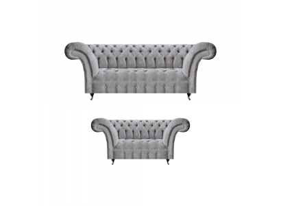 Luxury Sofa Set Three-Seater with Two-Seater Grey Sofas Couch Chesterfield
