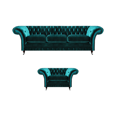Living room sofa set 2-piece three-seater couch sofa Chesterfield armchair