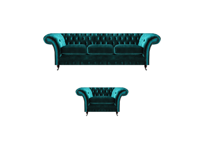 Living room sofa set 2-piece three-seater couch sofa Chesterfield armchair
