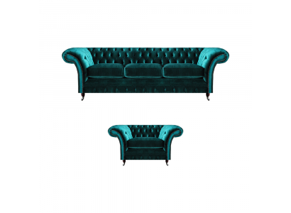 Living room sofa set 2-piece three-seater couch sofa Chesterfield armchair
