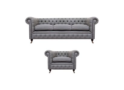 Sofa set couch upholstery Chesterfield design sofa three-seater set armchair