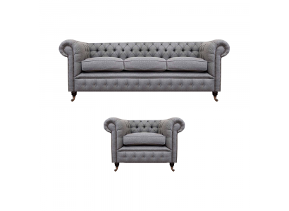 Sofa set couch upholstery Chesterfield design sofa three-seater set armchair