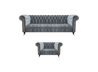 Living room complete three-seater sofa, couch, armchair, luxury furniture, Chesterfield