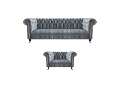 Living room complete three-seater sofa, couch, armchair, luxury furniture, Chesterfield