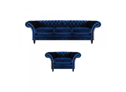 Textile Fabric Design Sofa Upholstery Couch Blue Three-Seater Sofa Armchair Chesterfield