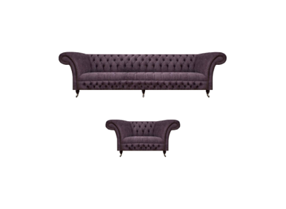 Suit Set 2-piece Design Three-seater Sofa Luxury Armchair Chesterfield Living Room