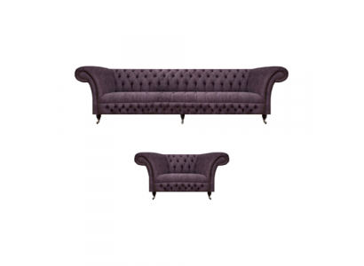 Suit Set 2-piece Design Three-seater Sofa Luxury Armchair Chesterfield Living Room