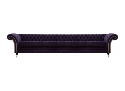 Upholstered Textile Purple Living Room Chesterfield Four-Seater Sofa Couch Upholstered Furniture