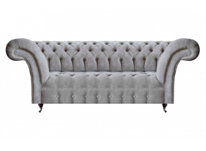 Modern living room three-seater sofa Polsteritz gray Chesterfield couch