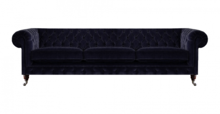 Blue sofa three-seater living room upholstered furniture sofas textile upholstery Chesterfield