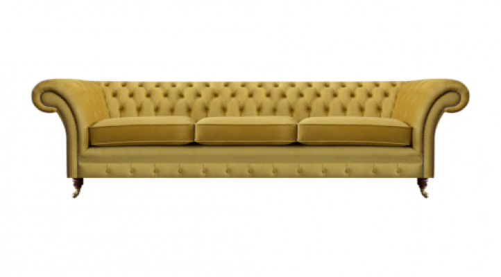 Chesterfield New Luxury Sofa Three-Seater Upholstered Furniture Modern Yellow Textile
