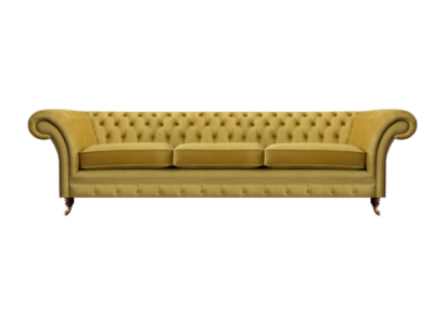 Chesterfield New Luxury Sofa Three-Seater Upholstered Furniture Modern Yellow Textile