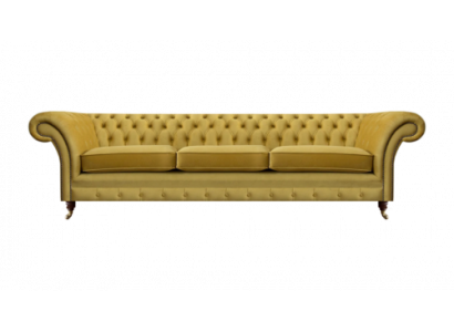 Chesterfield New Luxury Sofa Three-Seater Upholstered Furniture Modern Yellow Textile