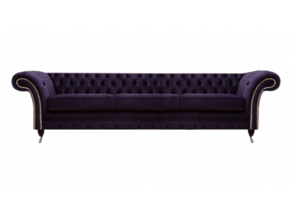 Design Chesterfield Living Room Three-Seater Sofa Couch Purple Upholstered Furniture