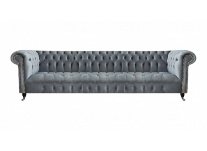 Chesterfield Luxury Four-Seater Gray Sofa Couch Living Room Furniture