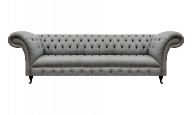 Living room luxury gray four-seater sofa Chesterfield new upholstered furniture