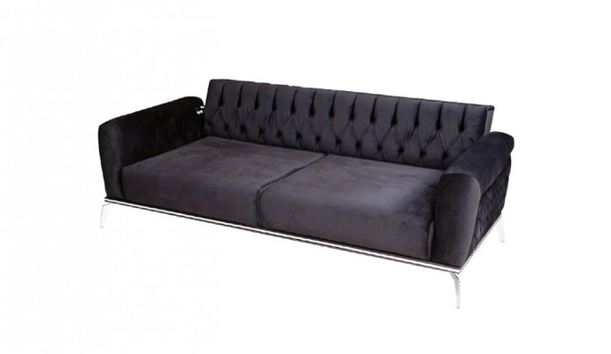 Modern living room set: 2 soft Chesterfield sofas + modern black armchair