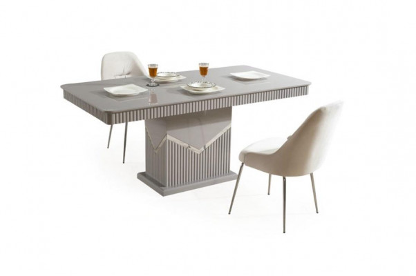 Gray Modern Dining Room Set 4x Chair Mirror Sideboard Shelf 9-piece