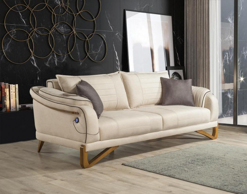 Sofa set beige with wooden frame 3+1 seater couches furniture sets