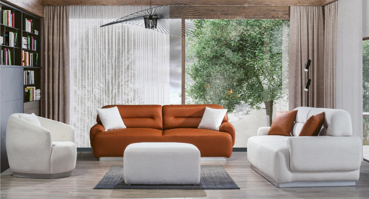 Cozy sofa set living room couch seat cushion suite 3+3+1 stool 4-piece set
