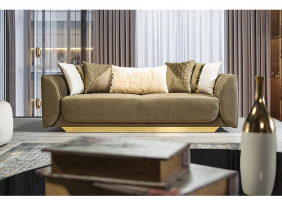 Designer sofa 3-seater green fabric sofa sofa cushions sofas textiles couch