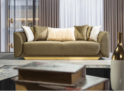 Designer sofa 3-seater green fabric sofa sofa cushions sofas textiles couch