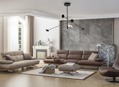Sofa set Sofa 4+3+1 seater armchair luxury faux leather brown group