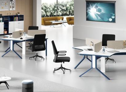 Table Office Furniture Setup Desks Call Center Wood 3 Workstations