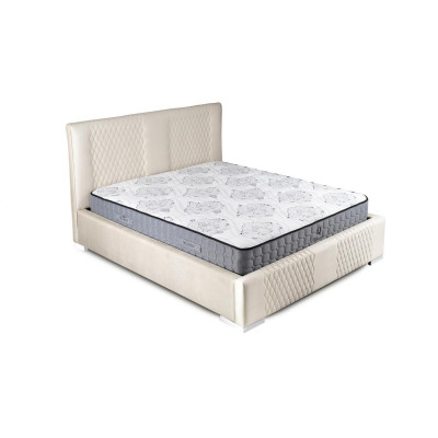Bed Beige Double Bed Modern Luxury Bed Upholstered Fabric Bedroom Modern New
