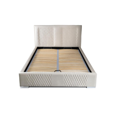 Bed Beige Double Bed Modern Luxury Bed Upholstered Fabric Bedroom Modern New